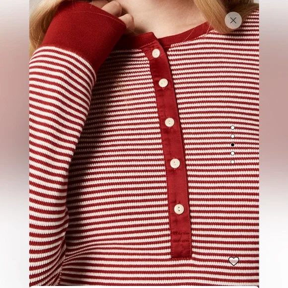 J. Crew Waffle-Knit Pajama Set in Stripe M - Picture 3 of 5